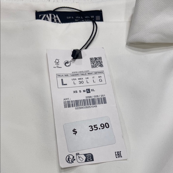 ZARA White Belted Waist Bow Tie Skirt - Picture 2 of 2